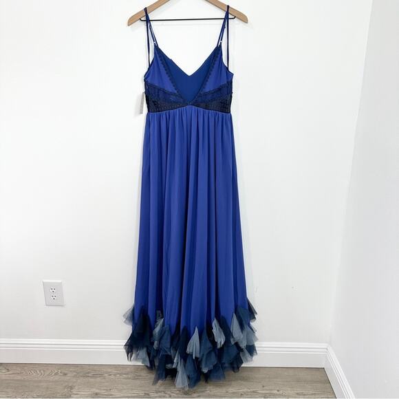 Free People Forget Me Not Blue Chiffon Maxi Dress Sleeveless NWT Size 4 - Picture 3 of 11